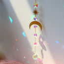 Metallic Hoop Crystal Moon Sun Pendant Garden Wedding Chandelier Decorations