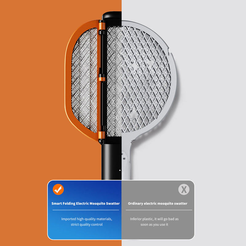 Electric Fly Swatter Insulation Protection Net & Foldable (Black Orange) Newly