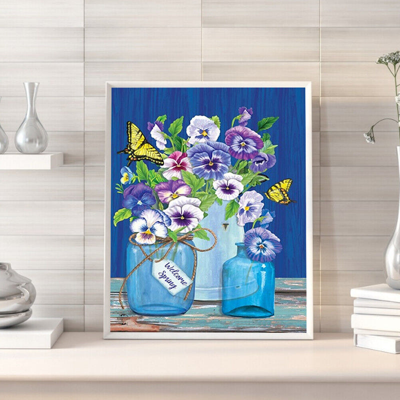 Flowers Butterflies Oil Paint By Numbers Kits DIY Handpainted on Canvas Art