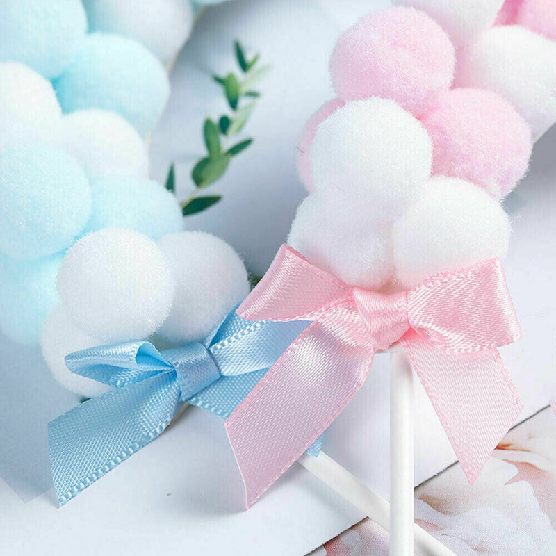 Wedding Soft Cake Flags Cloud Balloon Cake Topper Baby Shower Pompom Cloud