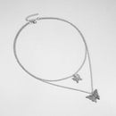 Two-layer Necklace Hollow Butterfly Pendant for Women Long Chunky Choker Jewe