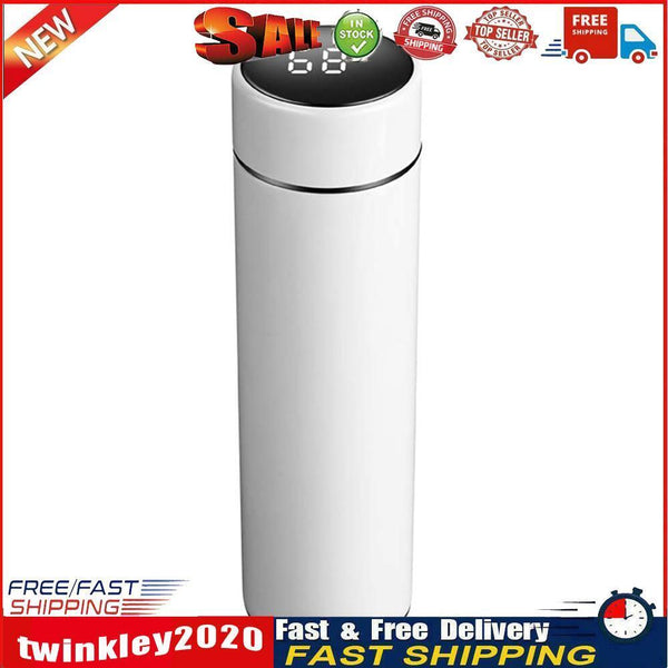 Digital Thermal Water Cup Touch Display Temperature Vacuum Flasks (White) Newly