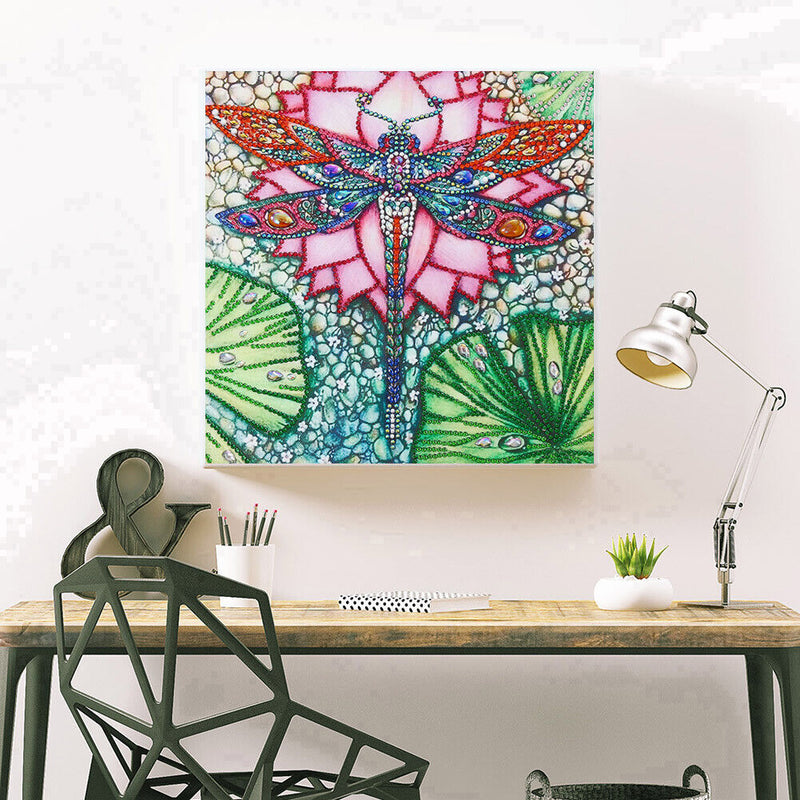 Mosaic Special Shape DIY Lotus Dragonfly Diamond Painting Rhinestone 5D Kit