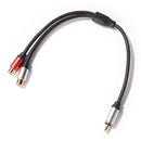 Metal 1 Male to 2-RCA Female Adapter Stereo Y Adapter Splitter Audio Cable Newly