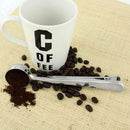Stainless Steel Ground Coffee Measuring Spoon Scoop With Bag Sealing Clip