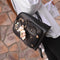 Women Student Preppy Style Cute Bear Pendant Bookbag Backpack(Black)