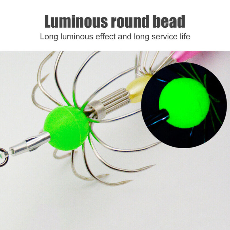 Luminous Squid Umbrella Hook Carbon Steel Cuttlefish Soft Hook Fishing Equipment