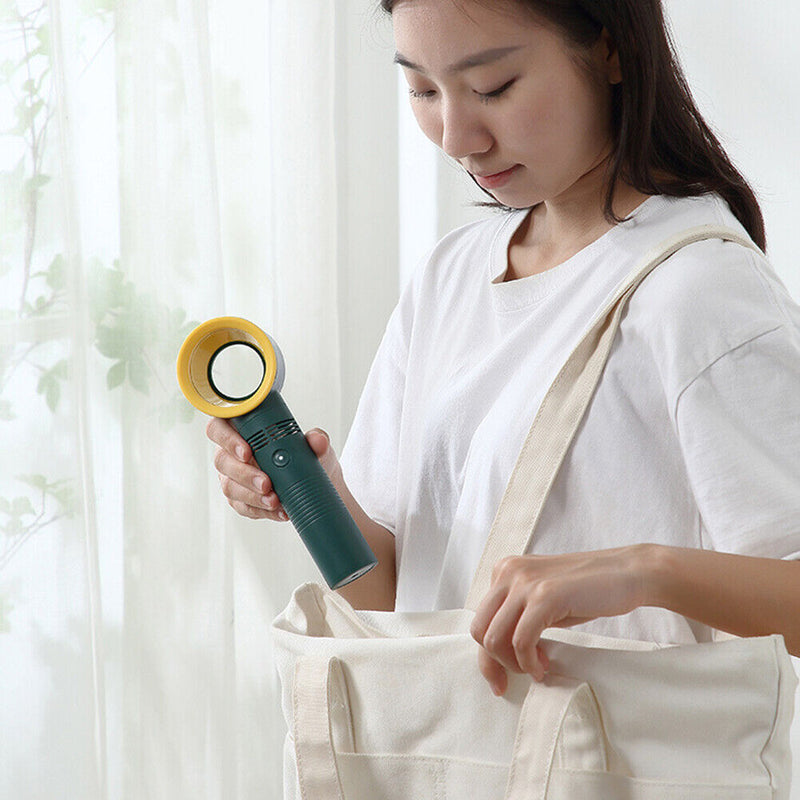 Portable Bladeless Fan Handheld Desktop Summer Travel Mini Cooler (Green)