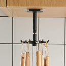 360 Degree Rotating & 180 Degree Tilt Kitchen Hook Rack 6-Claw (Black) Newly