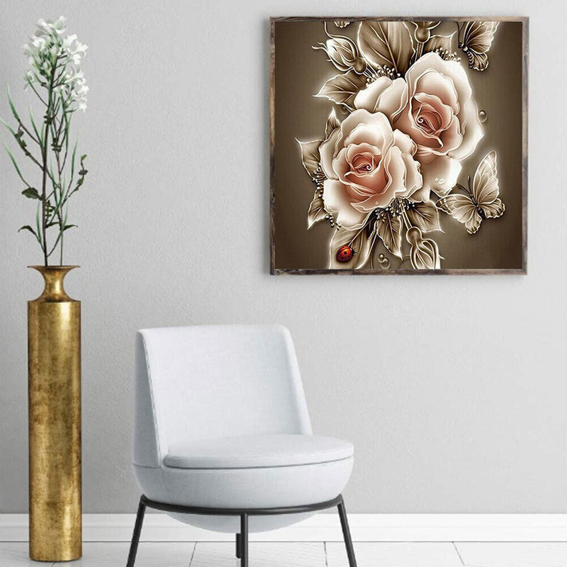 5D DIY Diamond Painting Kits Full Round Drill Rose Flower Mosaic Wall Pictu