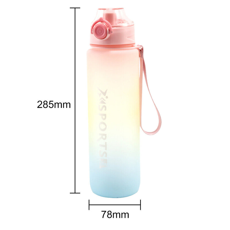 1000ML Plastic Water Bottle with Handle One-button Lock Space Cup (Pink) Newly