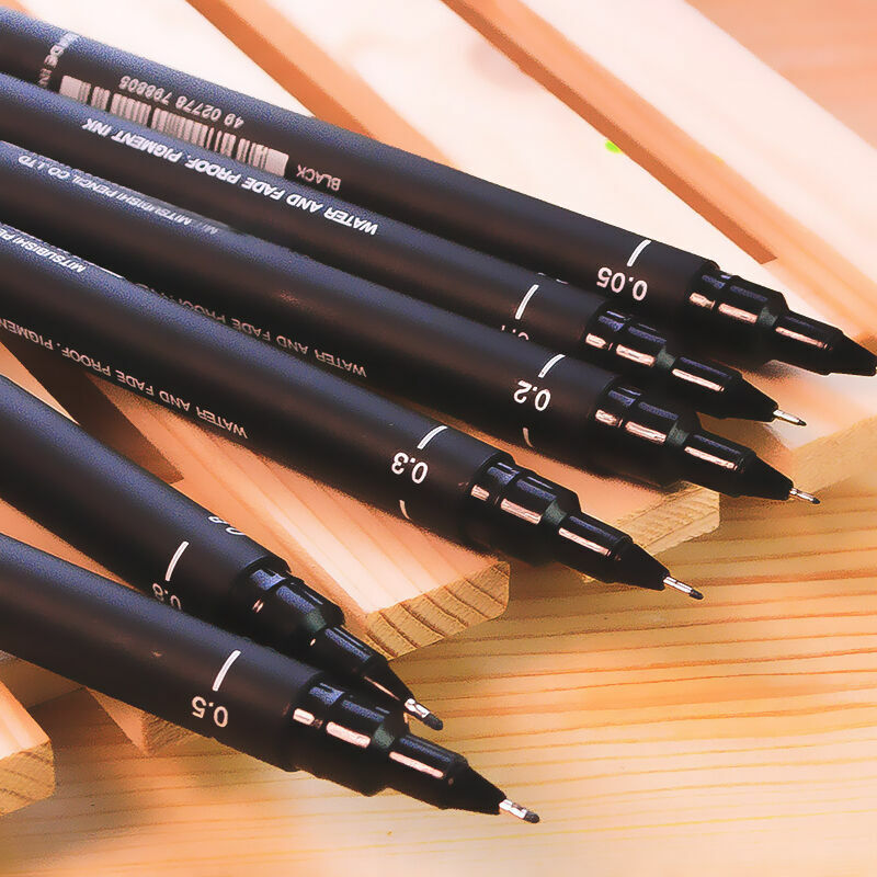 6pcs Micron Fine Line Pen 005 01 02 03 05 08 BRUSH Art O1O9 Tools Supplies U2J3