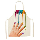 Kitchen Linen Apron Color Nail Polish Painted Party Supply Cleaning Pinafore