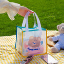 Women Cute Bear Shoulder Bag Summer PVC Clear Jelly Travel Daily Shopping Bag