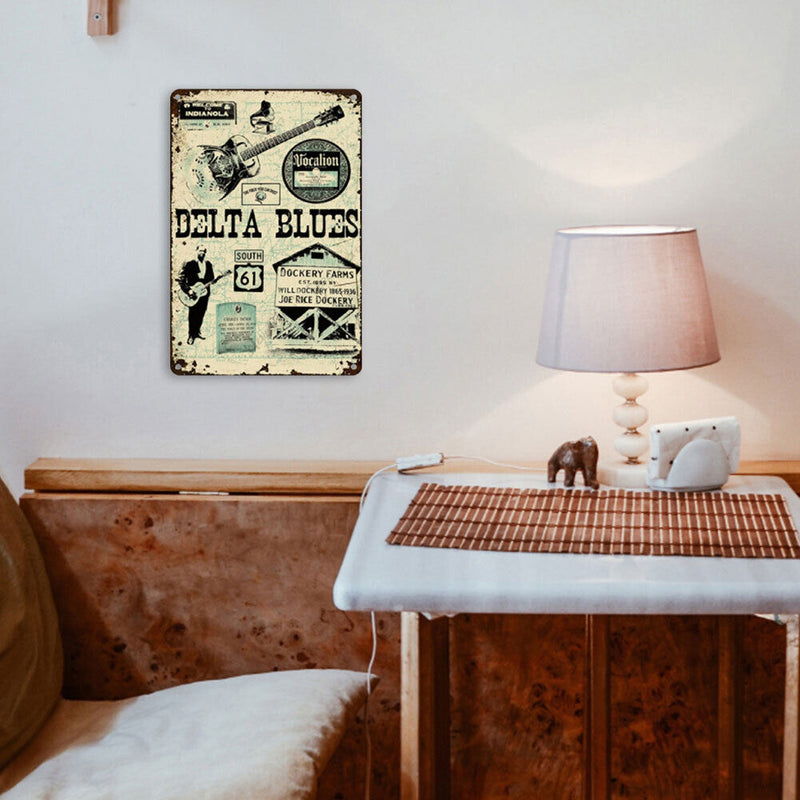 Delta Blues Poster Plate Metal Tin Sign Plaque for Bar Pub Club Wall Home D