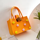 Cute Children Felt Handbag Felt Tote Portable Bag Cartoon Purse (Orange)