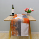Gray Brown Burlap Linen Table Runner Table Dresser Runner Abstract Paint Art