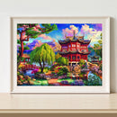 Building Backyard Frameless DIY Oil Paint by Numbers Kit Hand Painted Art