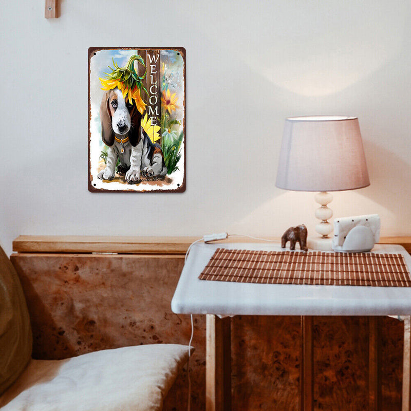 Welcome Dog Retro Metal Plate Tin Sign for Bar Pub Club Cafe Wall Art (2)