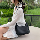 Fashion Women PU Leather Underarm Bag Casual Solid Color Hobos Chain Small Purse