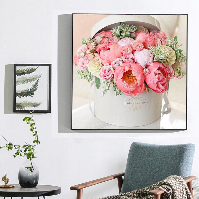 Rhinestone Diamond Painting 5D DIY Pink Flowers Full Round Drill Picture