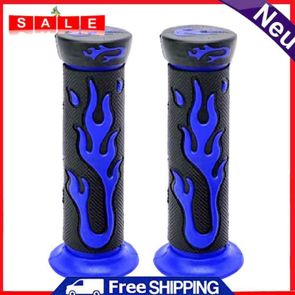 2pcs Blue Flame Soft TPR Universal Motorcycle Bicycle Handlebar Grips Hand