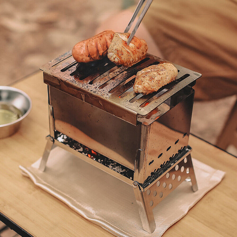 Mini Portable Camping Stove Lightweight Fire Wood Heater with Bag for Picnic BBQ