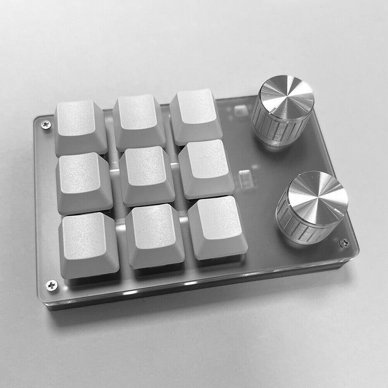 Macro Keyboard Bluetooth-compatible 9 Key 2 Knob Mechanical Keypad (Clear)