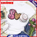 Baseball Leopard Love Print Tea T-Shirt (White XL)
