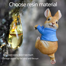 Funny Rabbit Statue Adorable Bunny Sculpture Ornament for Outdoor (Blue) Newly