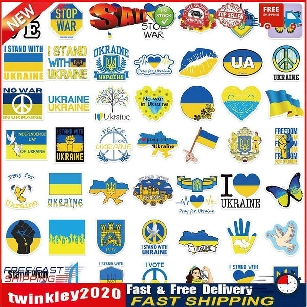 50pcs Ukraine Stop War Hope Peace Decals Graffiti DIY Waterproof Stickers Newly
