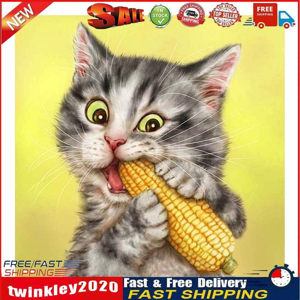 Cute Cat Animal Diamond Drawing Full Round Drill Rhinestone Mosaic (A2520) Newly