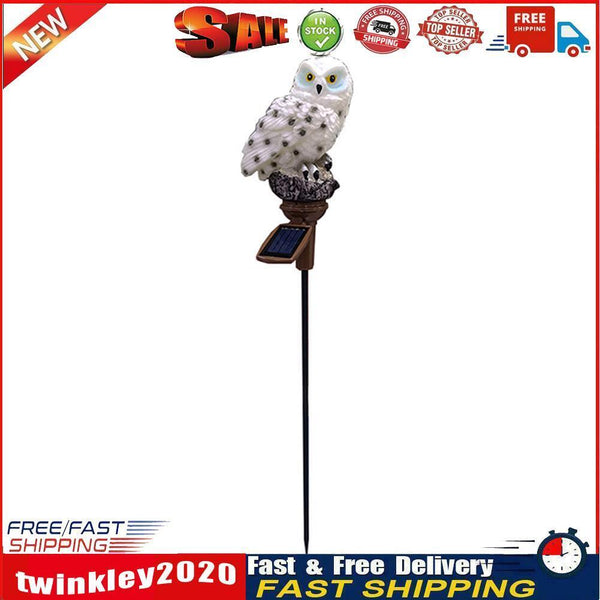 LED Solar Lights Owl Lawn Stakes Lamp Yard Art Home Garden Decor (White) Newly