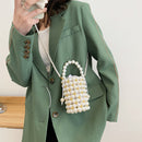 Mini Pearls Shoulder Bag Women Clutch Drawstring Bucket Small Crossbody Handbag