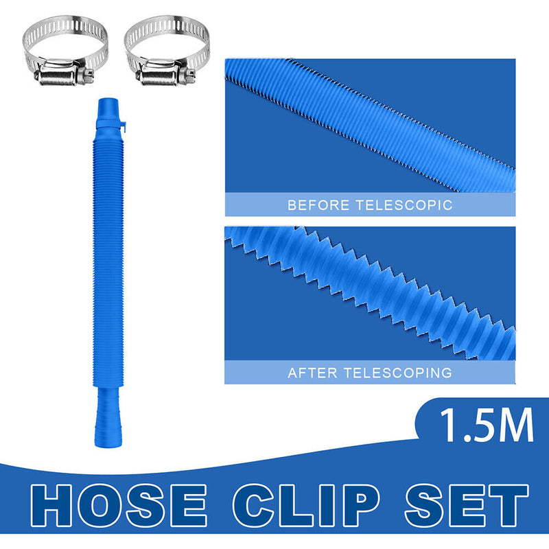 #A Swimming Pool Replacement Hose Clamps Kit Telescopic Leak-Proof Hoses Filter