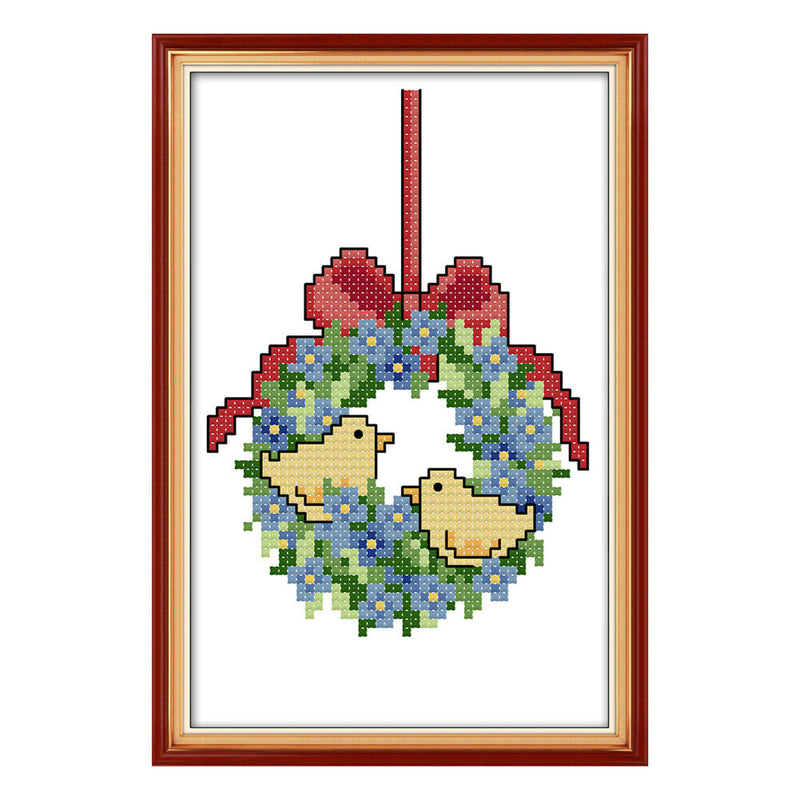 14CT Stamped Cross Stitch Needlework Embroidery Craft (C998 Xmas Wreath)