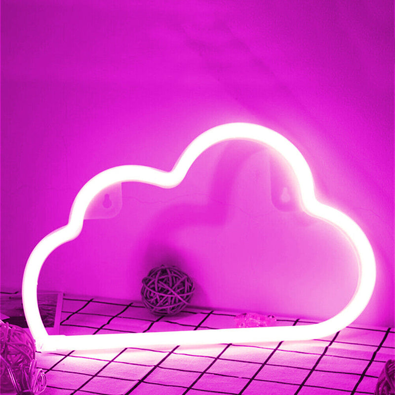 Cartoon Cloud Sign Neon Light USB Battery Operated Art Hanging Lamp (Pink) Newly