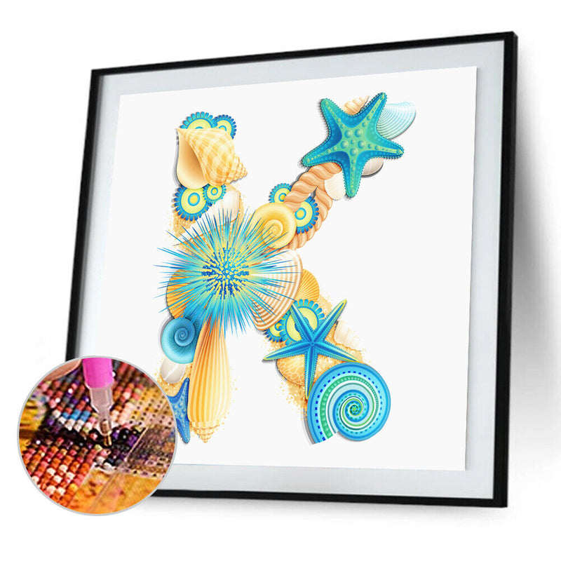 5D DIY Diamond Painting Kits Starfish Letter K Full Round Drill Art (G664)