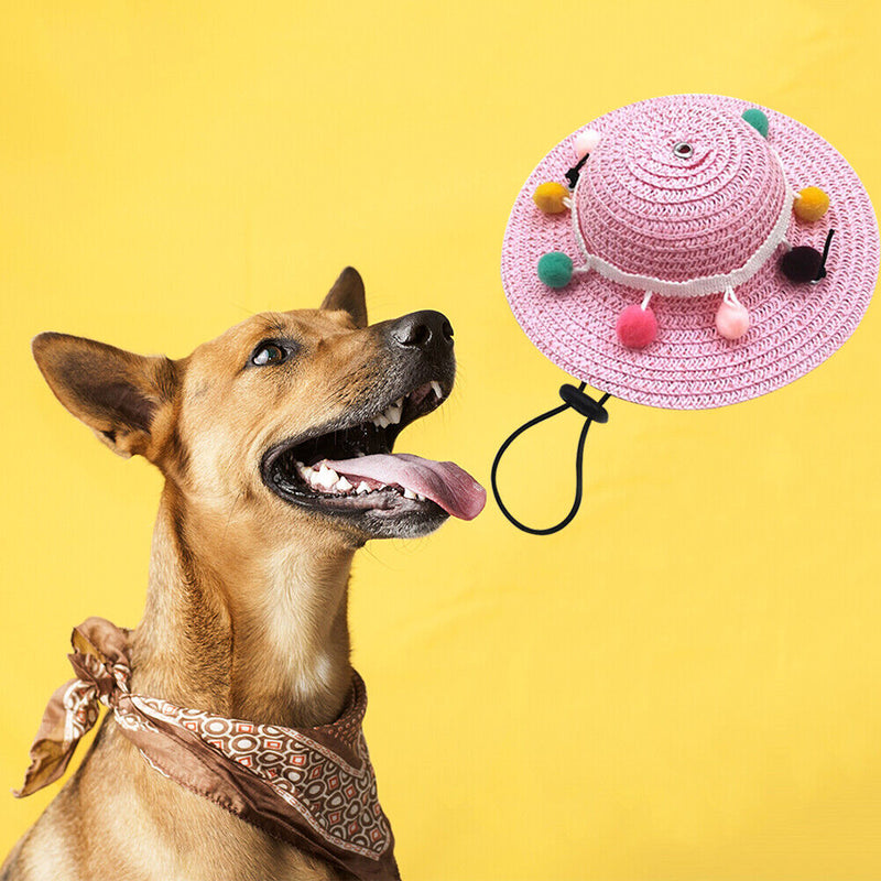 Colorful Adjustable Dog Straw Cool Sun Hats Puppy Pet Cat Costume Pet Supplies