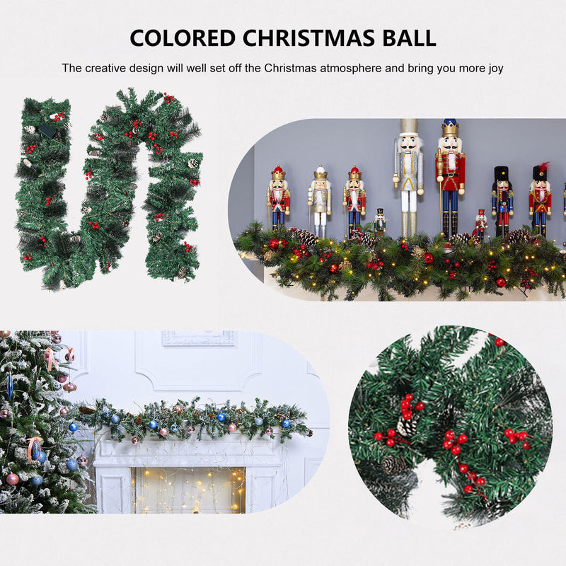 Christmas Rattan Garland Ornametns LED Christmas Wreath Background Pendant