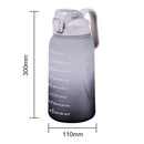 2L Water Bottle Straw Cup Time Marker Sports Drinking Fitness Jugs (Grey) Newly