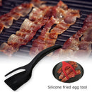 2 in 1 Non Stick Grip Fried Egg Tong Toast Bread Pancake Spatula (Black)