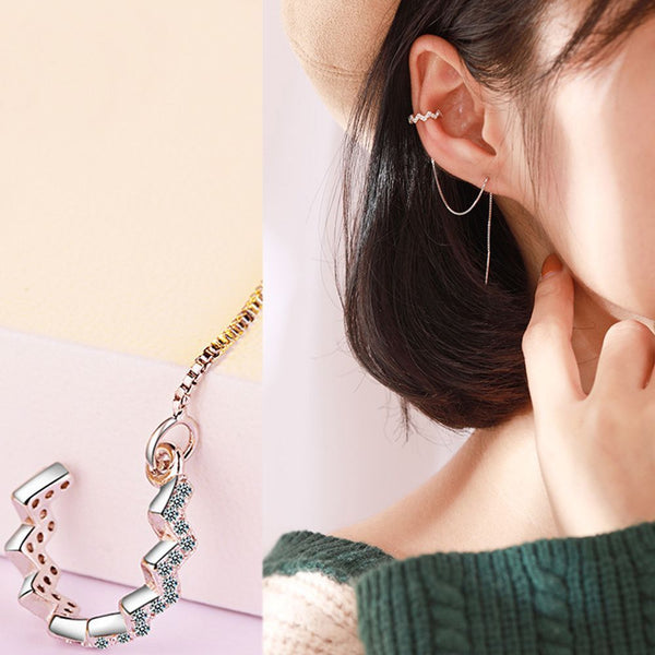 Ear Cuffs Climber Link Chain Earrings Ear Cuff Threader CZ Ear Piercing