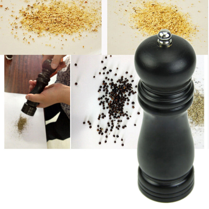 Kitchen Classical Wooden Pepper Spice Salt Mill Grinder Muller Tool Black