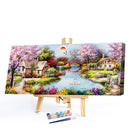Hut by Lake Oil Paint By Numbers Kits Canvas Wall Art DIY Gift for Adults Child
