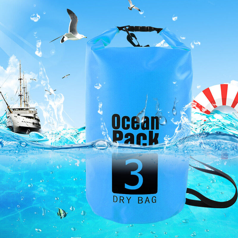 Waterproof Dry Bag Pack Sack Swimming Kayaking Boat Trekking (3L Sky Blue) Newly