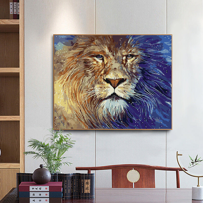 Lion Oil Paint By Numbers Kits DIY Handpainted on Canvas Wall Art Pictures