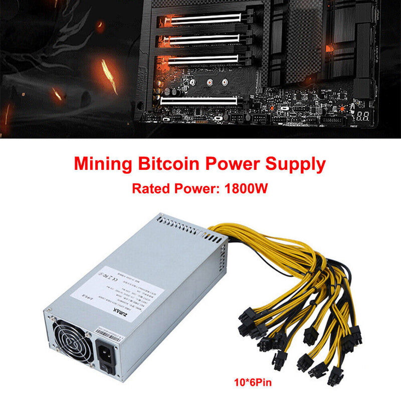 PFC Silent 2U Desktop Computer Power Supply with 6 Pin Connectors (1800W)