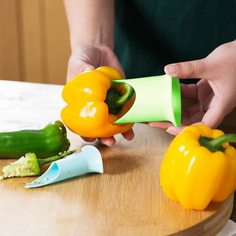 Fruit Vegetable Seed Remover Pepper Chilli Cutter Core Slicer Tool (Green)