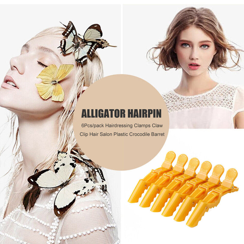 6pcs Alligator Hair Clip Grip Clamps Women Girls Styling Hairpin (Yellow) Newly